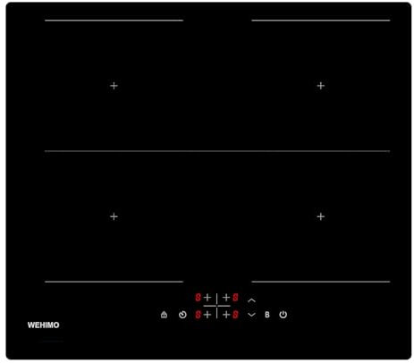 Placa Induccion 4 Fuegos,Control táctil, 9 niveles de Potencia,Temporizador de 1 a 99 minutos, Protección térmica, Bloqueo para niños, Función de refuerzo