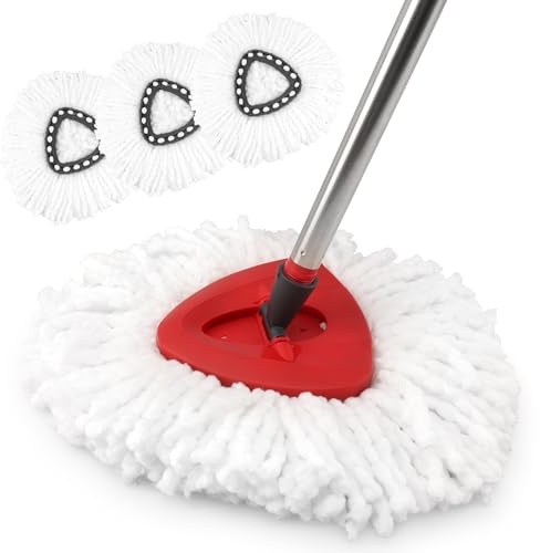 NICEMOVIC 3 Pack Mop Heads Replacement, Compatible with Vileda Triangle Spin Mop Replacement Head, Reusable Microfiber Mops Refill for Easy Cleaning and Machine Washable