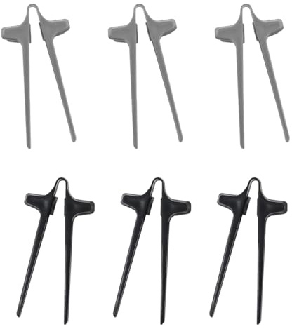 Ieron 6 Pcs Finger Snack Chopsticks, Reusable Food Clips, Lazy Auxiliary Chopsticks Keep Hands Clean for Playing Games, Working and Studying (Black, Grey)