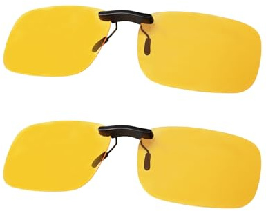 FIMOSON Occhiali da guida notturna con clip, lenti polarizzate antiriflesso per visione notturna, da indossare sopra gli occhiali da vista, Clip on/confezione da 3