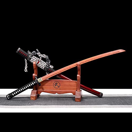 HPTHLY Épée de samouraï en Acajou de 104cm, Faite à la Main avec Gaine de Peinture en Bois Massif, Katana en Bois pour Collection, décoration de Maison, Affichage