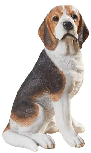 MFAOSHI Hunde Gartendeko, Sitzender Hund Beagle Figuren, Wetterfeste Tierstatue Balkon Deko Welpe Ornamente für Wohnzimmer Innenhof Rasen