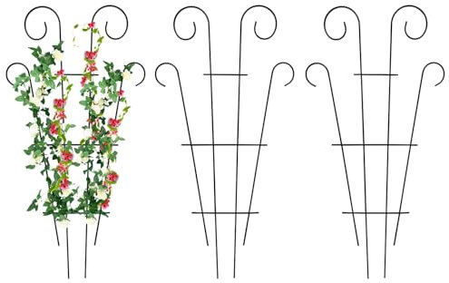 Supporto per piante rampicanti, traliccio per balcone, giardino, terrazza, stabile supporto per piante da giardino, griglia per peonie, ortensie, pomodori, rose (3, nero)