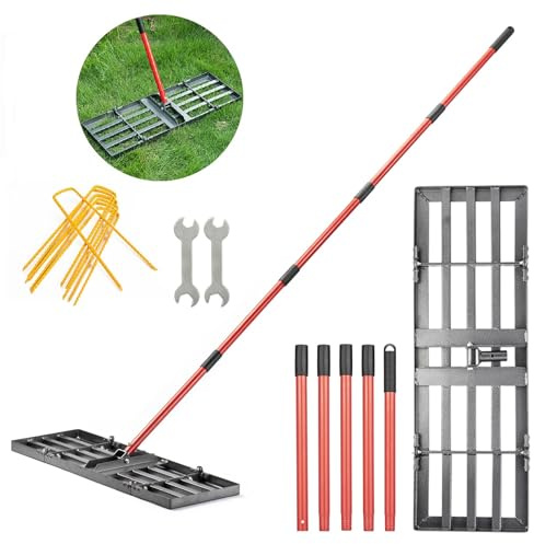 Zenhosit Lawn Leveling Rake - Lawn Leveler with 78 Adjustable Steel Handle, 30x10 Ground Plate for Yard, Grass, Level Soil, Dirt Ground or Golf Field