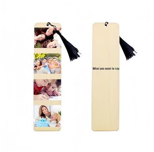 Personalisiert Lesezeichen mit Foto Gravur Metall Bookmark Buchzeichen mit Schwarz Quasten Anhänger Rechteckig Handgefertigt Buch Zubehör für Abitur Studenten Geschenk