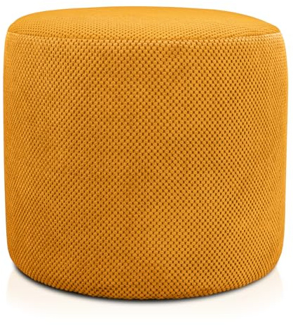 Deshome Eos - Sitzhocker rund Ø 50 cm Stoff Wasserabweisend: Sitzsack Sofa Wohnzimmer Schlafzimmer Sitzhocker Loungegelb Ocker