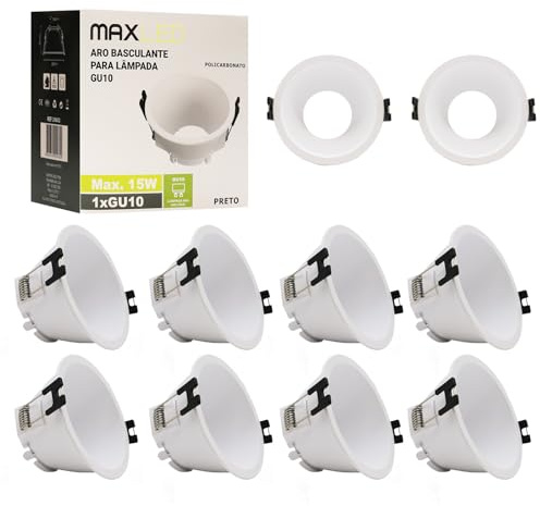 Maxled, Light is Led! Spot Encastrable Cadre 10 Pièces Ø83 mm Diamètre DU Trou Spots Plafond Luminaires Encastrables pour Ampoules GU10 Led/Halogènes Anneau pour Plafond (Rond Blanc)