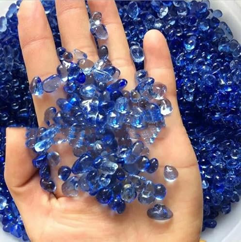 50 g blau-grün-roter Glaskiesstein, farbige Glasur, Dekosteine und Kristalle für Aquarien, Blau