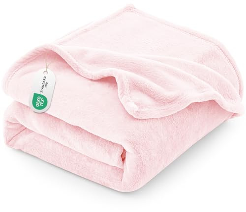 CozyLux Pläd fleecefilt, 220 x 240 cm, 2 personer, 240 x 220 cm, stor storlek, sofföverdrag, varm och mjuk plyschfilt, 220 x 240 cm, rosa