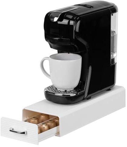 Navaris Cassetto Porta Cialde Caffè - Cassettino Porta Capsule - Portacialde per Macchina da Caffè - Contenitore Salvaspazio Portacapsule - Ideale per Piccole Cucine - Crema