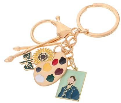 KICHOUSE Artist Paint Palette Keyring and Brush Keychain Art Charm Pendant for Painters and Art Students Travel Bag Accessory Outdoor Decorative