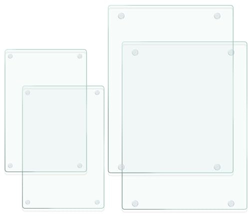 VSAR House Tempered Glass Cutting Board Set for Kitchen, 4Pcs Clear Glass Cutting Boards (16x12 & 12x8), With NonSlip Foot, Scratch Resistant, Heat Resistant, Easy to Clean