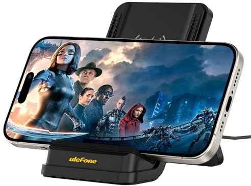 Ulefone 50W Fast Wireless Charger Charging Stand Station, Qi Certified Sleep-friendly, Compatible with Armor 28 Ultra 28 Pro, Armor 25T Pro, 23 Ultra 5G Phone, iPhones, Xiaomi and Other Mobile Phones