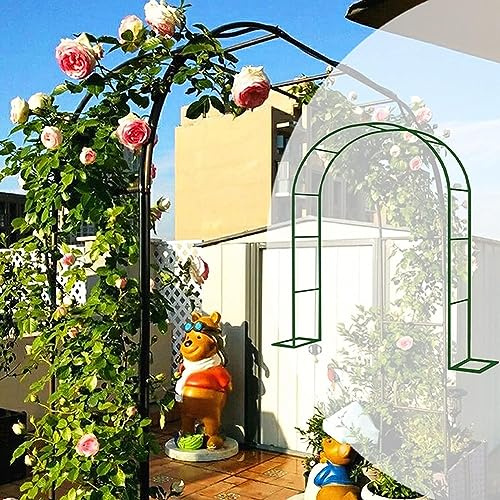 Arco grande de acero blanco con enrejado para plantas trepadoras, arcos decorativos de metal con base para bodas al aire libre y hiedra vegetal, 1,4 m x 2,3 m, 180 cm de ancho x 220 cm de alto