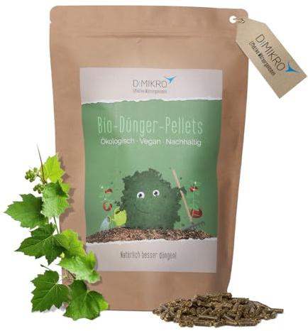 DIMIKRO Bio Dünger Pellets ohne Kleesamen für Hecken & Sträucher - 1,5 kg | Langzeitdünger für Thuja und Sträucher - verbessert nachhaltig den Boden und fördert gesundes Pflanzenwachstum
