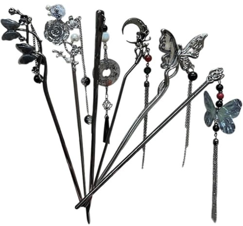 Tsffae 6 Teile/Satz Chinesische Haar Sticks Vintage Haar Stäbchen Quaste Haar Pins Hanfu Haar Zubehör Für Frau Mädchen Haar Dekoration