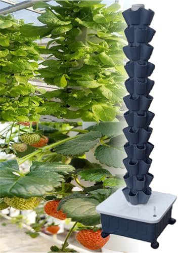 Soilless Cultivation Hydroponic Planting Columns,Vertical Hydroponics Garden Grow Tower,Hydroponics Growing Tower,Vertical Tower Planters,Gray-12-layer