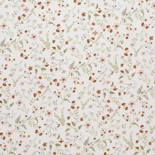 Premium Baumwollstoff Popeline Meterware – Florales Muster – Öko-Tex Standard 100 Klasse 1 – 100% Baumwolle – Ideal für Babyartikel – Ab 50 cm – Am Stück geschnitten (Millefleurs)