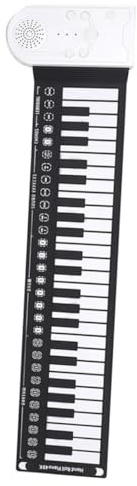 BESPORTBLE Piano Electrónico Portátil Plegable y Enrollable de 49 Teclas, Color Blanco, Teclado de Mano Compacto Adecuado para Principiantes y Uso en Viajes, Instrumento Musical Portátil