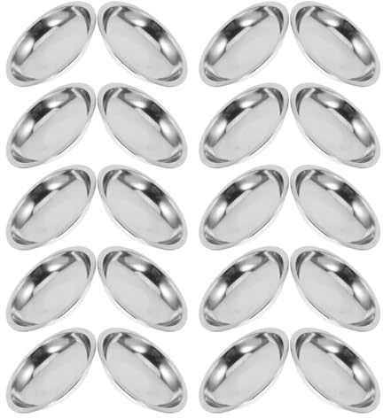 TOPBATHY 20 pièces Bols à Sauce Acier Inoxydable Assiettes Mini Appéritives Ronde pour Sauces et Condiments pour Dips et Snacks