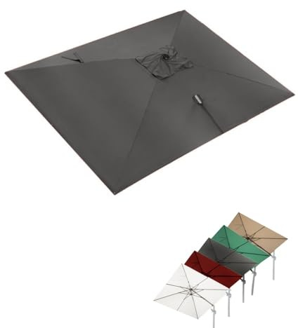 ZIUSFAC Toile De Remplacement pour Parasol Déporté Toile De Parasol Rectangulaire 250×250cm Auvent De Rechange pour Parasol De Marché 8 Baleines(Gray,3x3 (9.8x9.8ft))