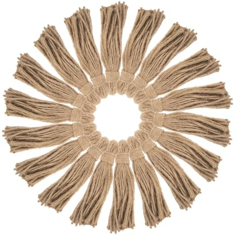 Cabilock 30pcs Jute Tassel Decoration for Christmas Tree Decor Rustic Bead Garland DIY Craft Projects Jute Twine