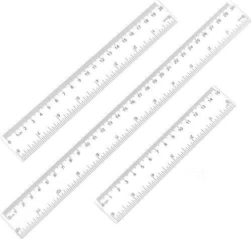 GAUATO 3 Stück Lineal Set, 15cm+20cm+30cm Kunststoff Transparent Rulers mit Zoll und Zentimeter Skalen, Durchsichtig Flexibel Präzision Lineal Grundschule Messwerkzeuge für Schule Büro Zuhause