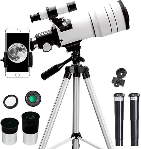 Teleskop, Astronomie Teleskop für Erwachsene, 150X HD Vergrößerung Teleskop mit 300/70mm, mit Verstellbares Stativ und Telefon Adapter, kompakte tragbare Reiseteleskope für Kinder und Anfänger