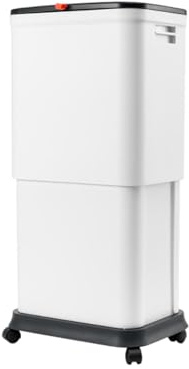 Milageto Cubo de Basura elevable de 20L a 45L, contenedor de Basura Ajustable con Ruedas, Papelera para Oficina, baño, Cocina y vestidor, Mango Rojo