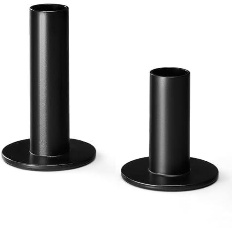draadwerk® Kerzenhalter 2er Set | Für Stabkerzen und Spitzkerzen | Zeitloses Design | Pulverbeschichtetes Metall | Stimmungsvolle Atmosphäre für Innenräume (Schmal) (2, Schwarz)