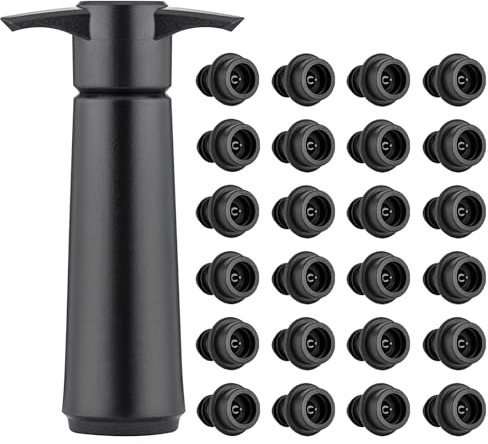 mumisuto Vakuumpump, vinpumpssats för vinpump, återanvändbart lock, konserveringssystem, flasktätningsset, som håller sig sval vin, luftflaska (24)