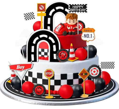 Tazuxetuqe 31 Pieces Racing Car Cake Decoration Racing Vehicle Cake Topper Automobile Birthday Party