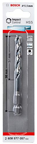 Bosch Accessories Forets hélicoïdaux Impact Control HSS (pour métal, 5,5 x 57 x 98 mm, Accessoires pour perceuse à percussion)