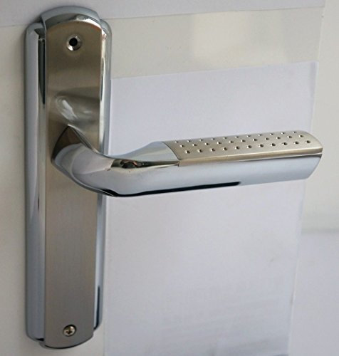 Modern Designs Internal Door Chrome Brushed Steel Handles on Long Backplate (S629-233)
