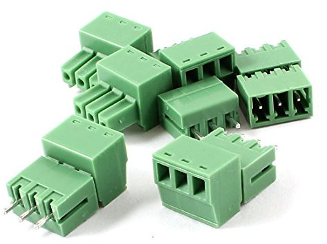 Aexit 5er Set grün 3P 3.81mm einreihige Schraube steckbare Anschlussklemme gerader Stecker 300V 8A (f3216d5db1c56c123eb47bbf88bb5476)