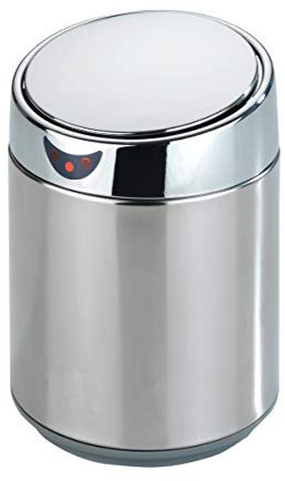 Maximex Pattumiera da tavolo e cosmetici con sensore cromato - Pattumiera con sensore di movimento per bagno e tavolo, acciaio inossidabile, 12,5 x 18 x 12,5 cm, cromato, argento
