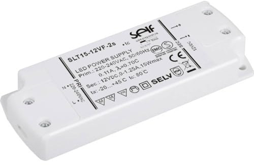 Self Electronics SLT15-12VF-2S Transformateur LED tension constante 15 W 1,25 A 12 V/DC Montage sur