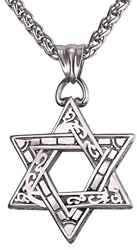 U7 Halsband med Davidsstjärna, hänge, för män & kvinnor, rostfritt stål/925 sterling silver, guld/svart/roséguld/blåpläterad, israel, judiska smycken, hexagram-halsband, Pärla Läder Strass Rostfritt stål Kubisk zirkon Koppar