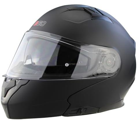 3GO Flip Up Motorcycle Motorbike Helmet E335 Adult Rider ECE ACU Gold Approved Biker Touring Dual Visor Modular Helmet Matt Black - Matt Black - M