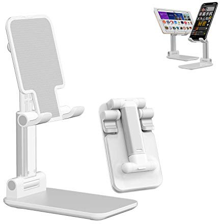 Meiyijia Supporto per telefono regolabile, supporto per telefono da scrivania, pieghevole, con altezza e angolo regolabile, dock, telefono, Samsung, Huawei, accessori, (bianco)