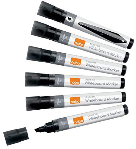 Nobo Liquid Ink Whiteboardmarker-Set, 10 Stück, Breite 4 mm Spitze, Schwarz, 1915382