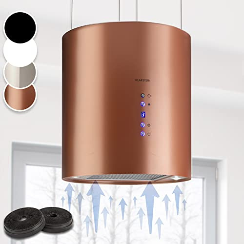 Klarstein Hanging Island Cooker Hood, Extractor Fan for Kitchen Islands, 558m³/h Airflow, Timer, Adjustable Kitchen Extractor Fan w/Chandelier Design, 3 Mode Cooker Hoods, Activated Carbon Filters