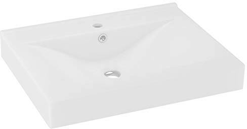 pedkit Lavabo de lujo con grifo cerámica Lavabos sobre encimera Muebles de baño 60x46 cm blanco mate