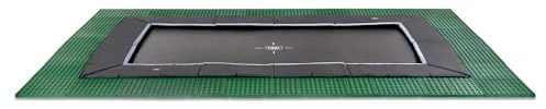 EXIT Toys Dynamic Rechteckiges Groundlevel Trampolin - 275x458cm - Mit Fußschutzsystem - Mit Freezone Sicherheitsfliesen - Extra Lange Sprungfedern - Rostfrei - Trampolin für Kinder - Schwarz