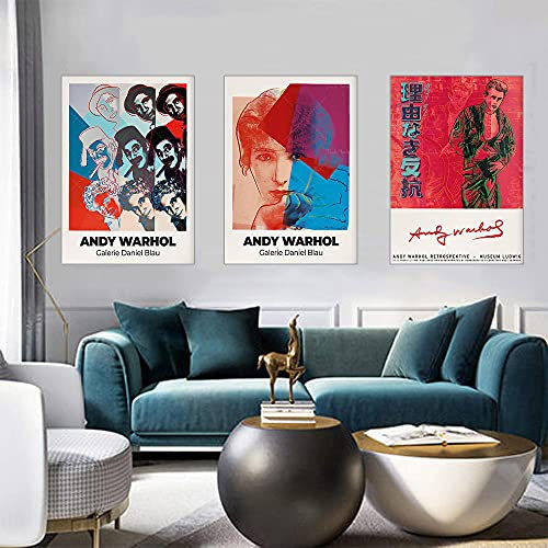CloudShang Andy Warhol Bild Hammer Sichel Abstrakt Bunte Porträt Promi Kopf Poster Pop Gemälde Vintage Wand Galerie Ausstellung Dekor Leinwand G2814728 50x70cmx3/Kein Rahmen