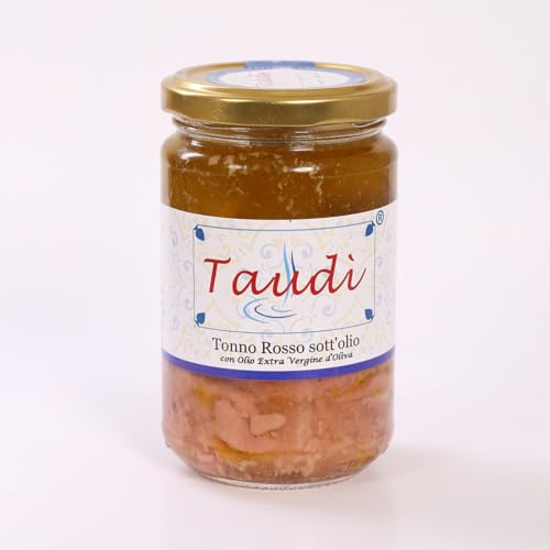 Taudì Conserve Atún Rojo En Aceite De Oliva Virgen Extra – Filetes Artesanales Sicilianos En Tarro De Vidrio – Rico En Omega 3 – Pesca Sostenible – Sin Conservantes – 290g