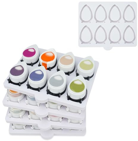SANFURNEY Drop Ink Pad Caddy Mini Stamp Pad Storage Tray Ink Pad Organizer Holder, Stackable, Set of 5 (1 Tray Holds 8 Ink Pads, 40 Total)