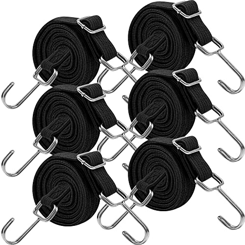 Tendeurs élastiques Robustes d'extérieur Longs et réglables avec Crochets Plats, Sangles élastiques en Caoutchouc de 101,6 cm de Haut avec Crochets pour Bagages, Barres de Toit, bâches, cargaisons