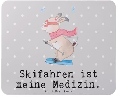 Mr. & Mrs. Panda Mousepad Hase Skifahren - Geschenk, Skirennen, mousematte, Skisport, Skiwettbewerb, pc mauspad, Laptop, Ski Fahren, Mausmatte