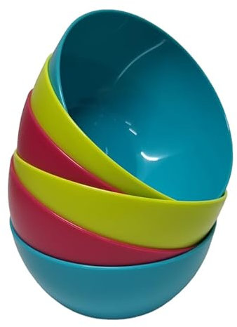 Juego de 6 cuencos plasticos libre de BPA 690ml bol plástico de colores Reutilizable Ramen Ensalada Palomitas de maíz Cuenco Cubiertos a prueba de fugas Apto para microondas y lavavajillas